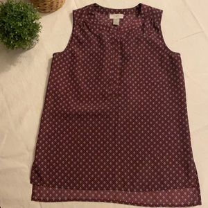Loft Sleeveless Blouse Burgundy Printed